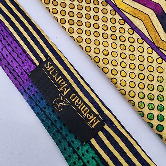 Gianni Versace 100% Silk Tie 1980's Geometric - Picture 3 of 5
